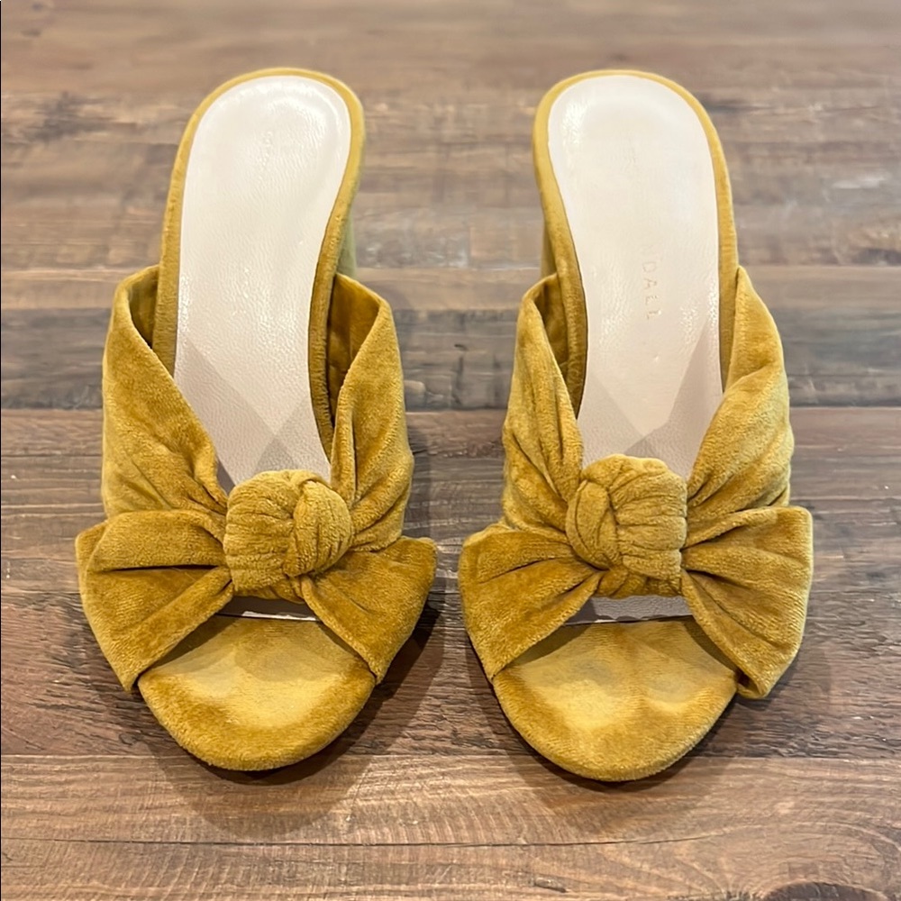 Loeffler Randall Elegant Mustard Knot Slide Sandals